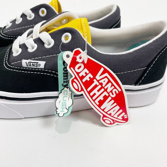 VANS Womens Tri-Tone Shoes US 5 Black Gray Yellow ComfyCush Era Unisex NWOB - Picture 9 of 12